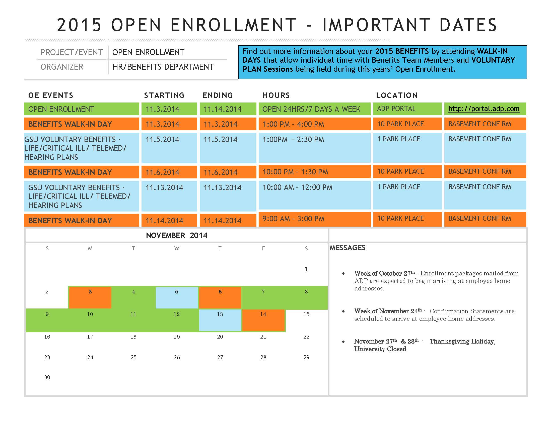 Open Enrollment 2015 Calendar