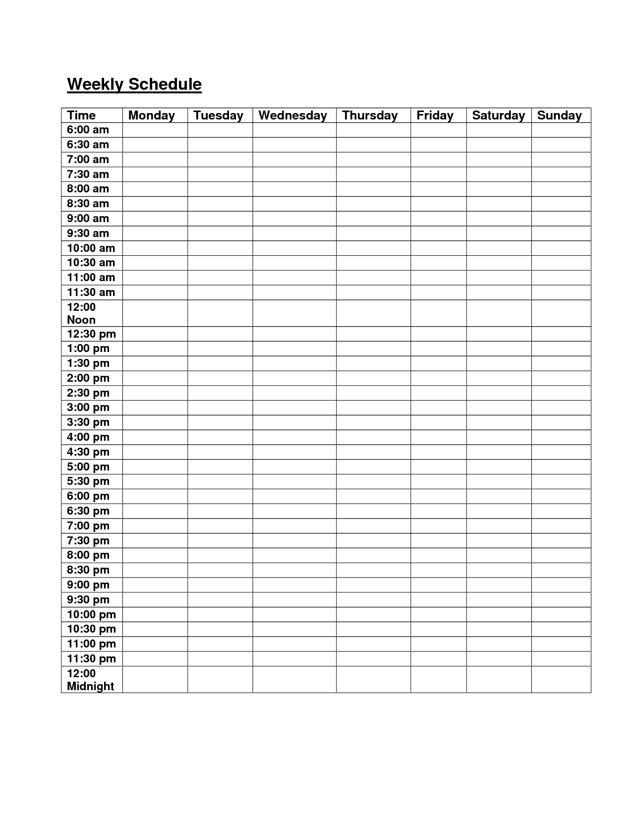 Weekly Schedule Template PDF