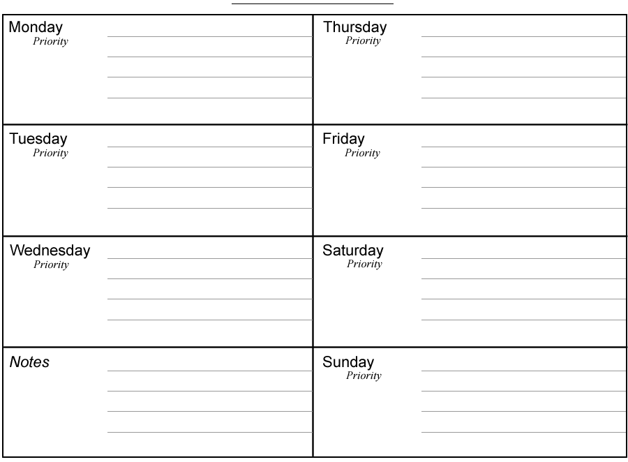 Free Printable Weekly Planner Calendar Template