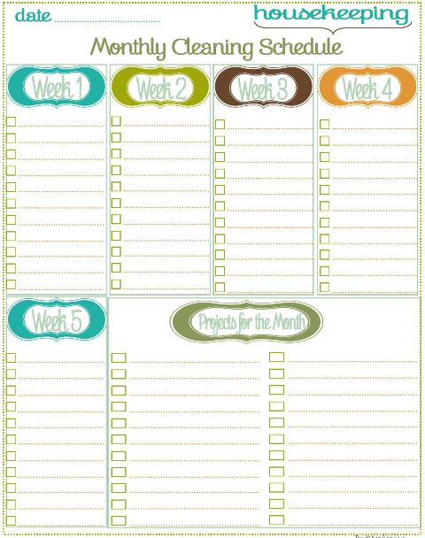Printable House Cleaning Schedule