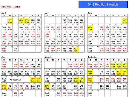 Boston Red Sox Schedule