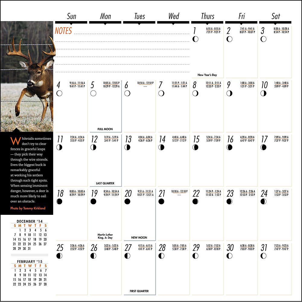 Lunar Calendar For Deer Hunting Time Table