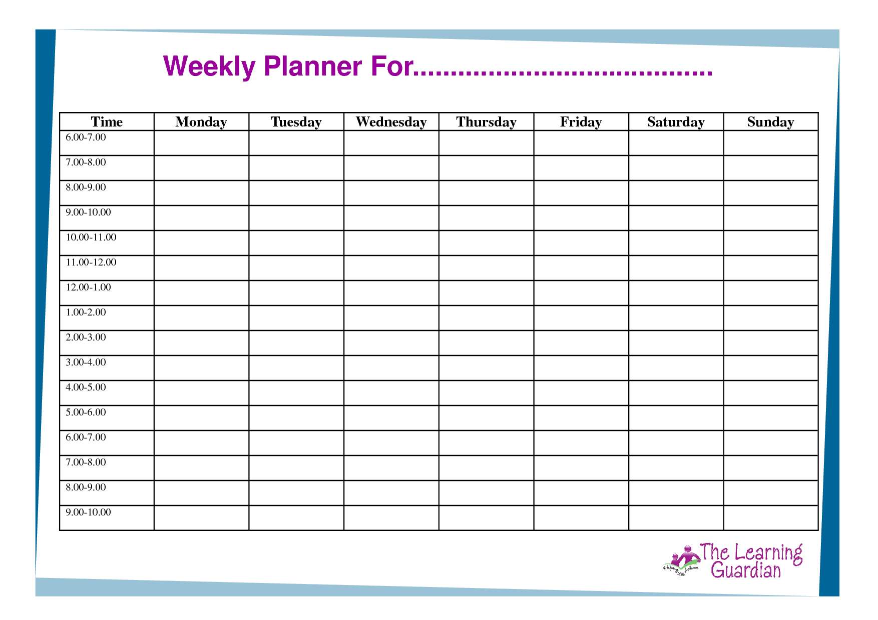 Weekly Time Planner Template