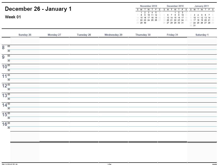 Printable Weekly Calendar Sheets