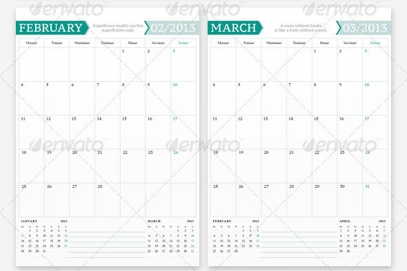 InDesign Calendar Templates 2013