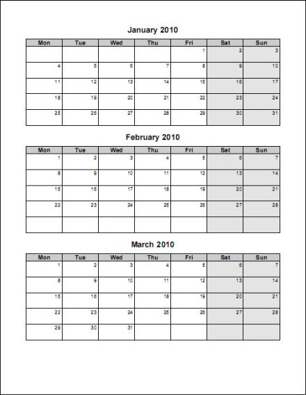 4 Month Calendar Template from www.calendaron2017.com