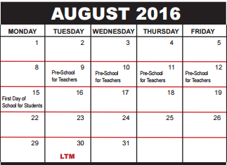 Okeeheelee Middle School School District Instructional Calendar 