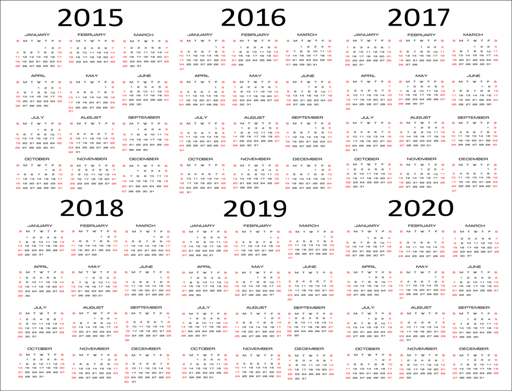 5 year calendar template