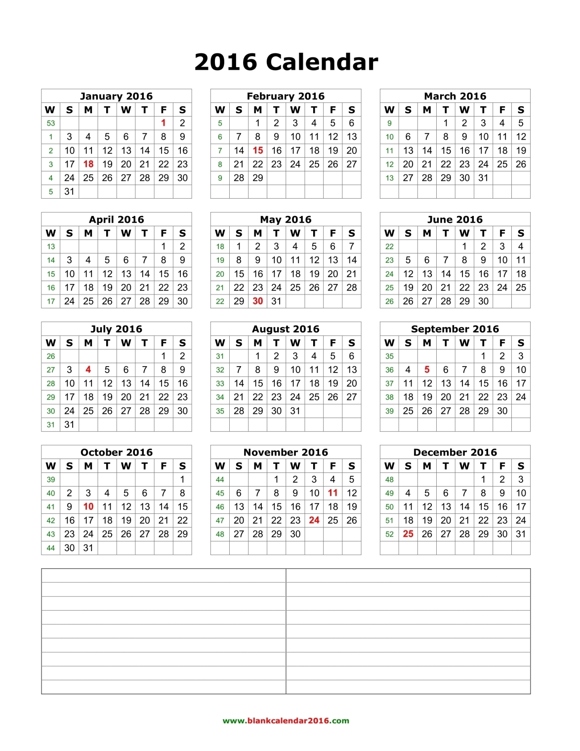 Blank Calendar With Notes Section : Calendar with notes section template Blank Calendar With Notes Section : Calendar with notes section template
