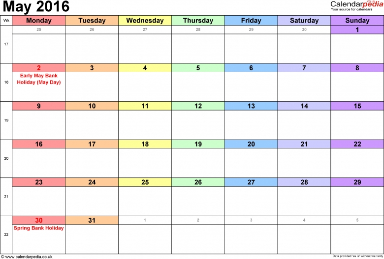 Monthly Calendar Monday Start : Printable blank monthly calendar may starting monday Monthly Calendar Monday Start : Printable blank monthly calendar may starting monday