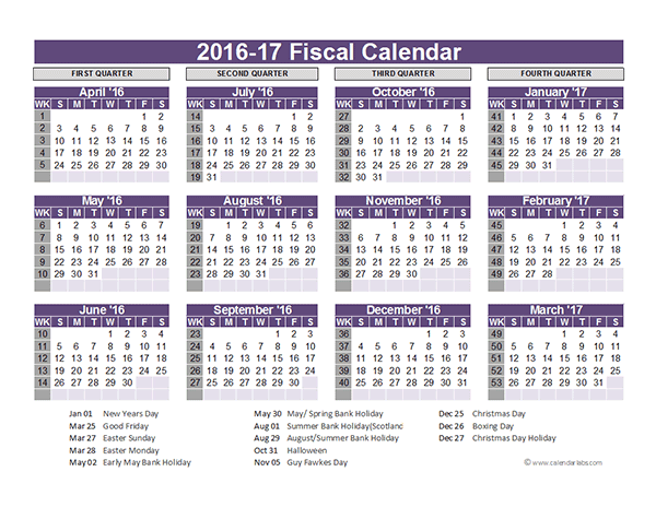 fiscal year calendar template
