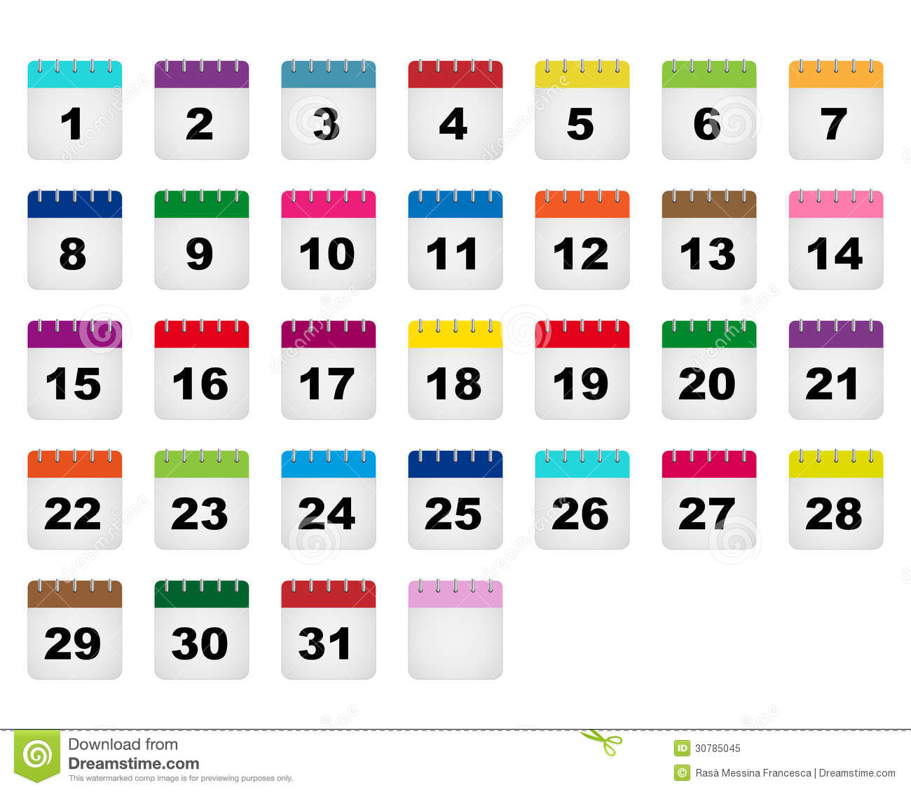 Calendar Days Icons Royalty Free Stock Photo Image: 30785045