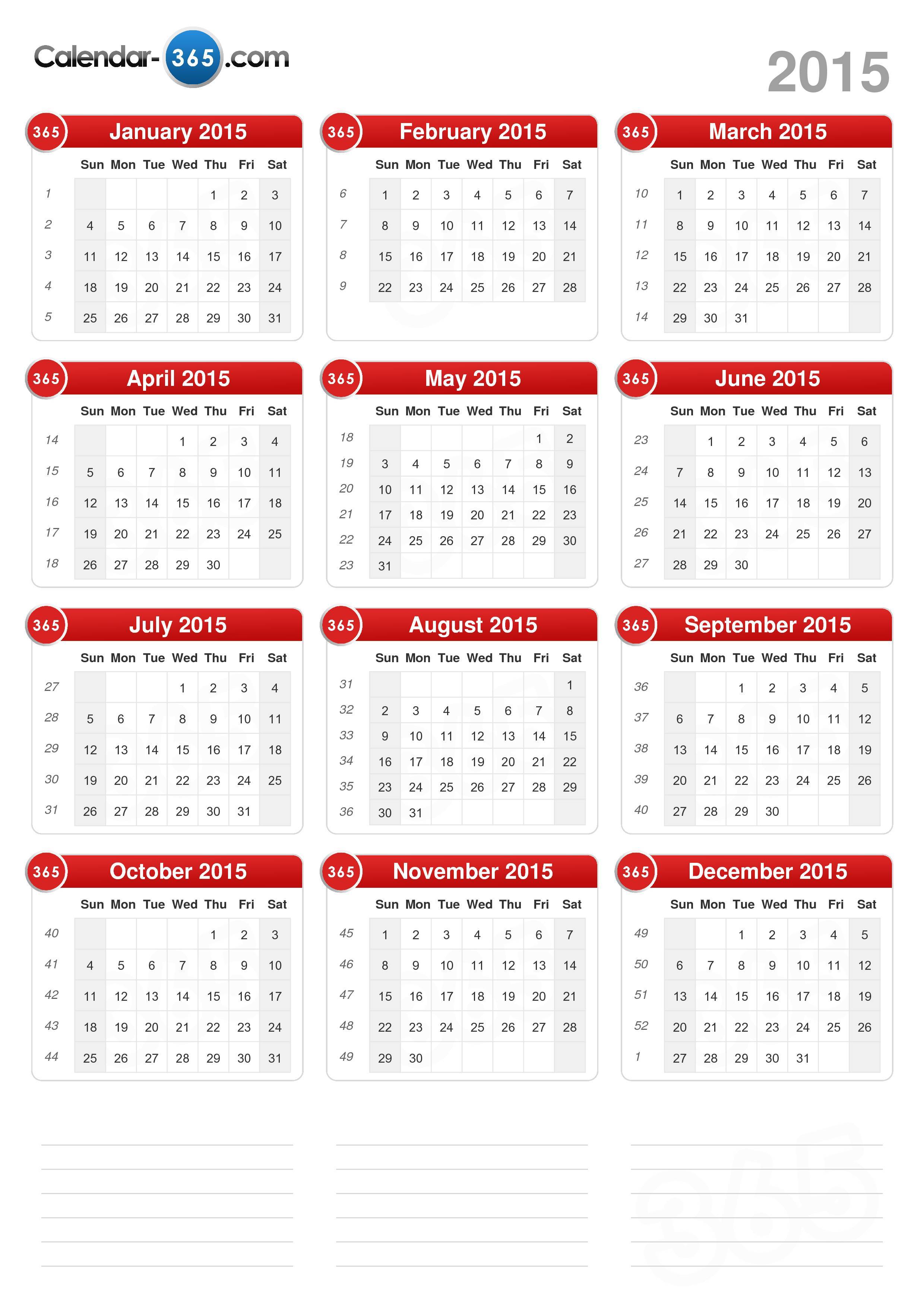 2015 calendar