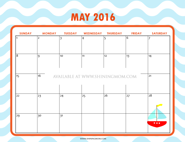 calendar template for may 2015