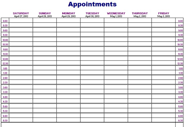 visit schedule template
