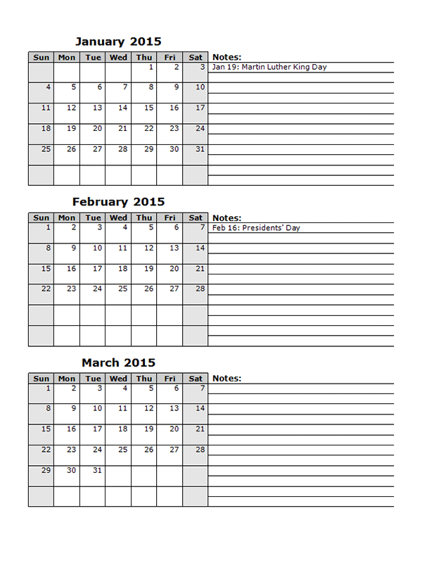 Planning Calendar Template Yearly