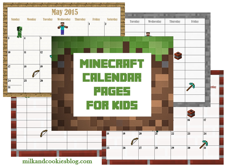 minecraft printable calendar 2016 minecraft calendar dWgUZT