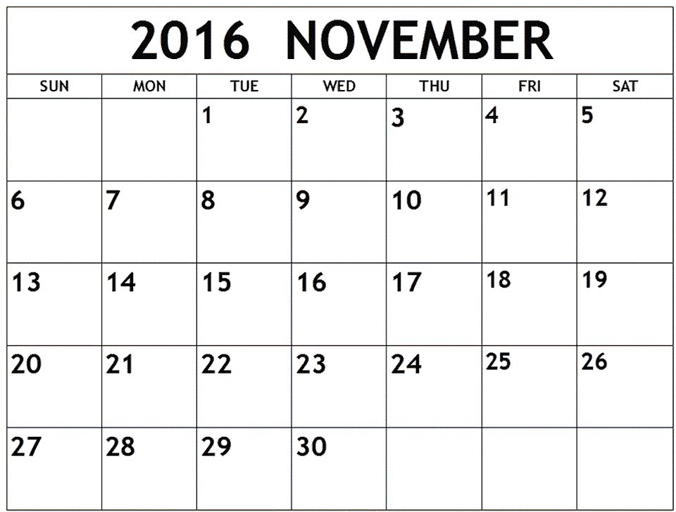 November 2016 Printable Calendar Templates