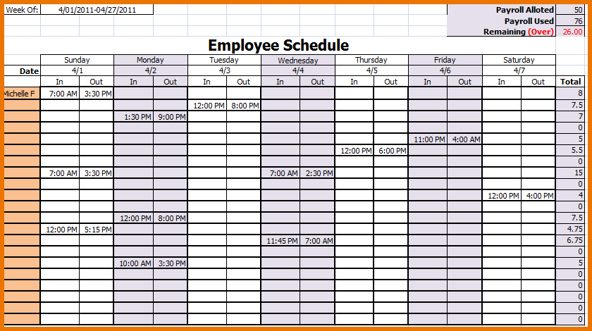 free monthly employee schedule template download