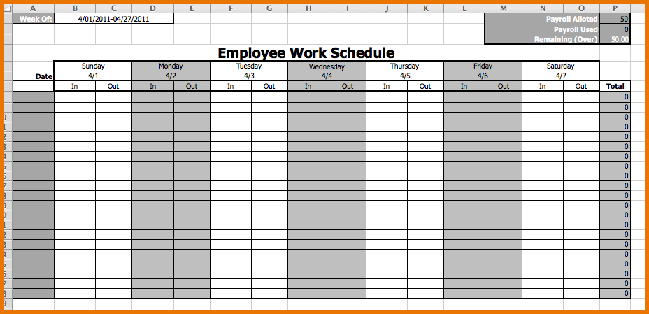 employee schedules templates free