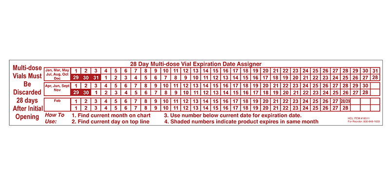 Multi Dose 28 Day Expiration Calendar | Calendar Template 2019