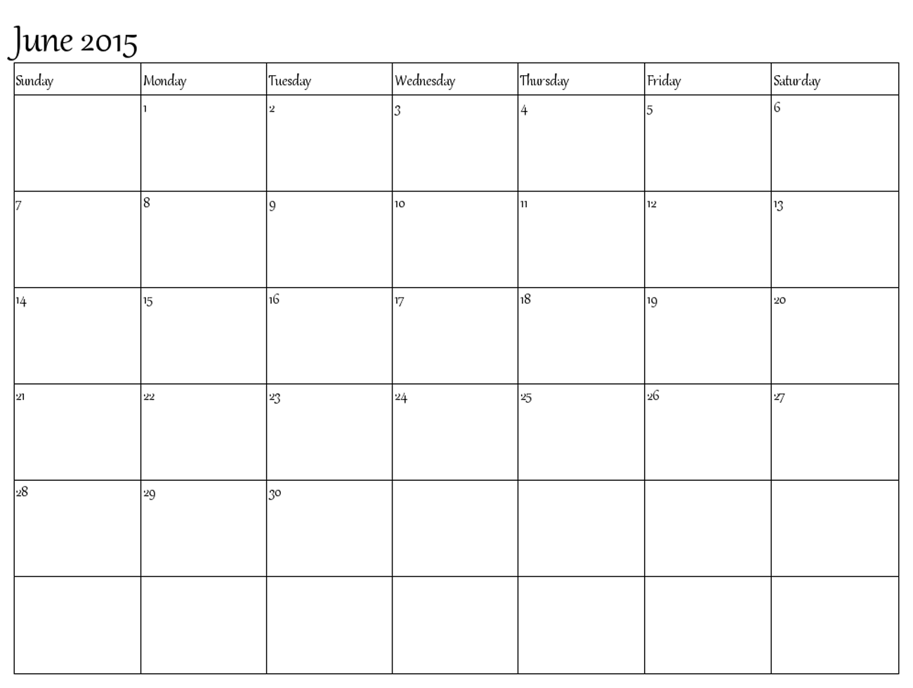 fill in calendars 2015