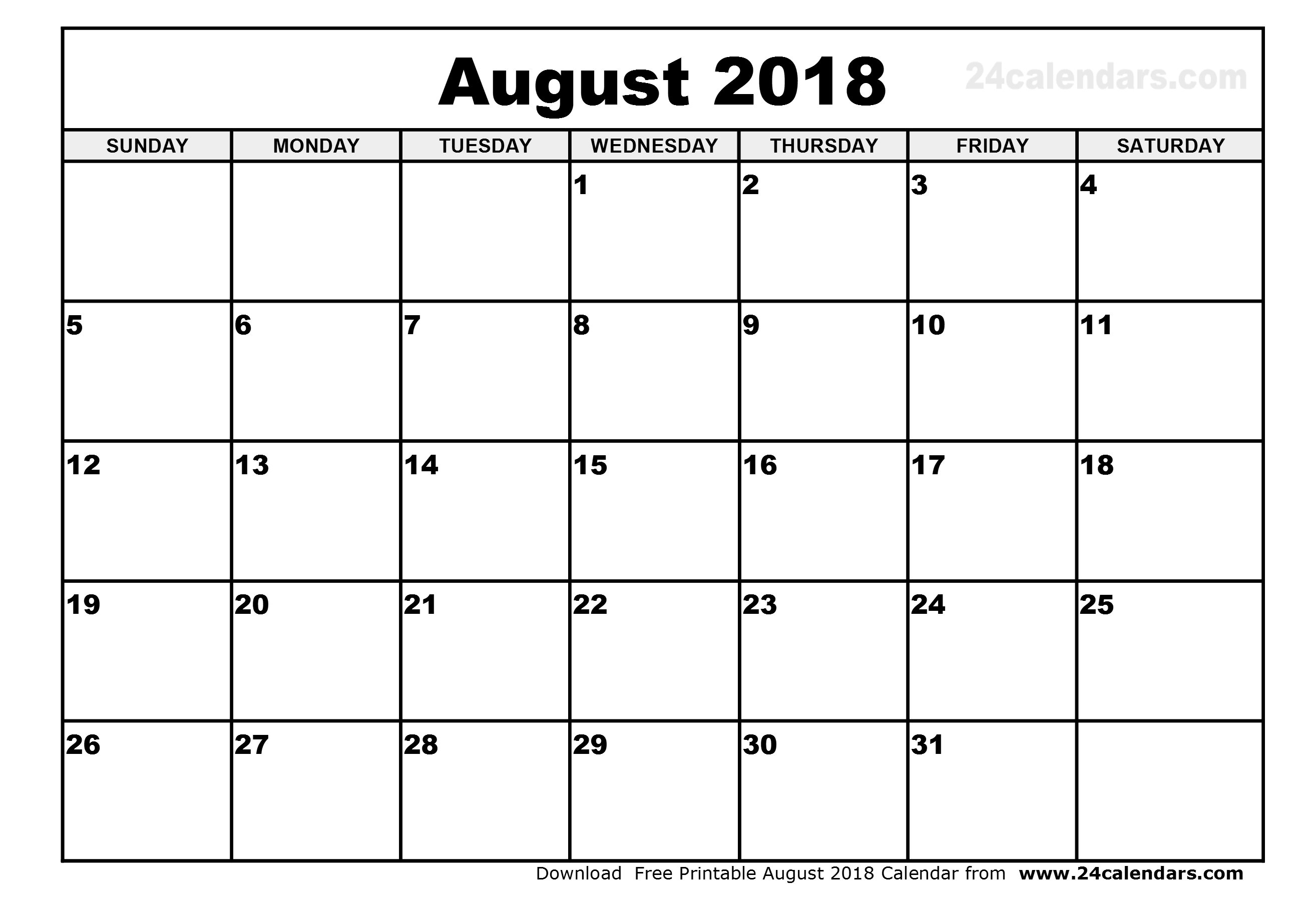August 2018 Calendar Printable Cute | journalingsage.com