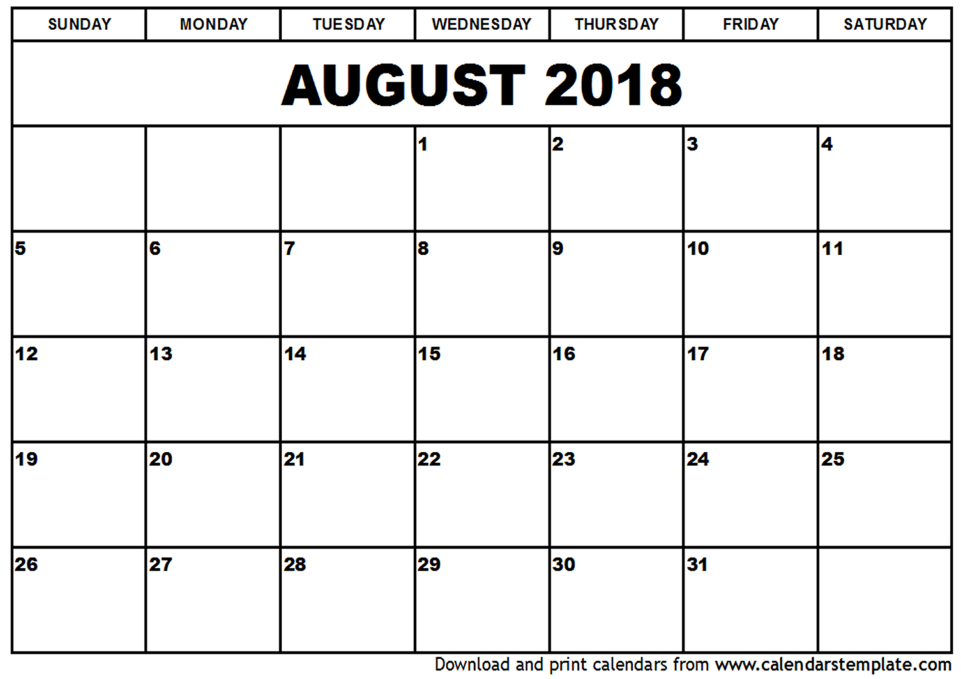 blank august 2018 calendar printable Targer.golden dragon.co