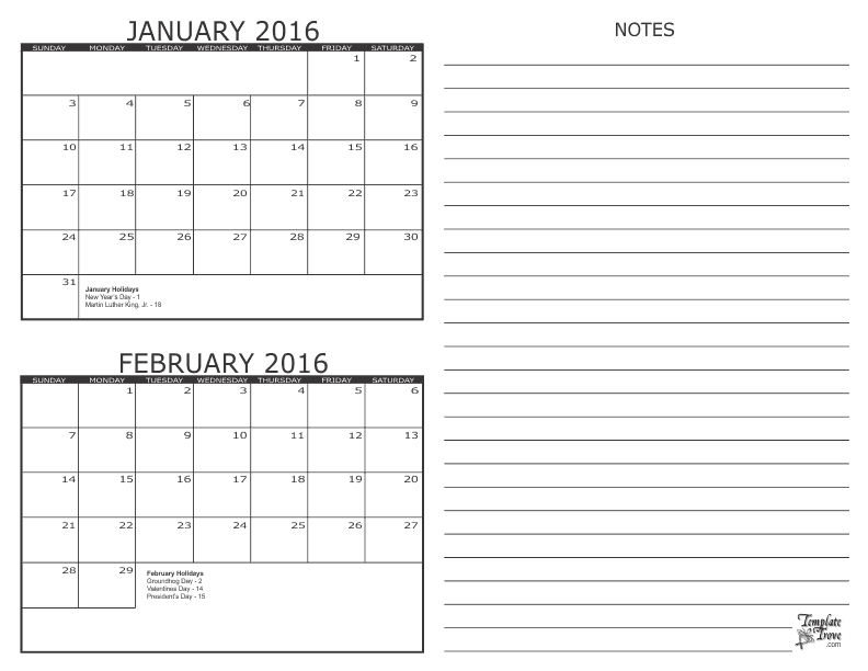 2 month printable calendar 2018 Madrat.co