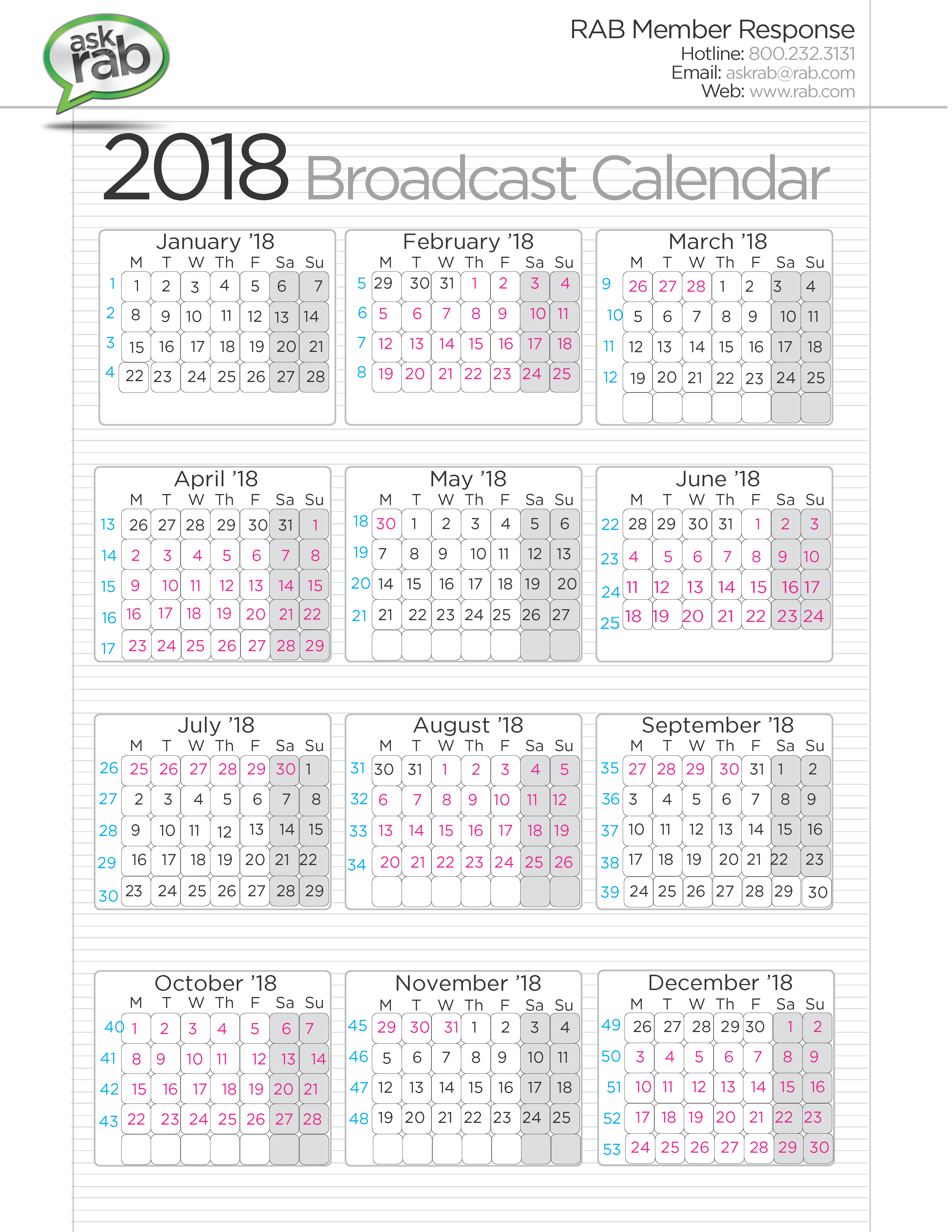Broadcast Calendars | RAB.com