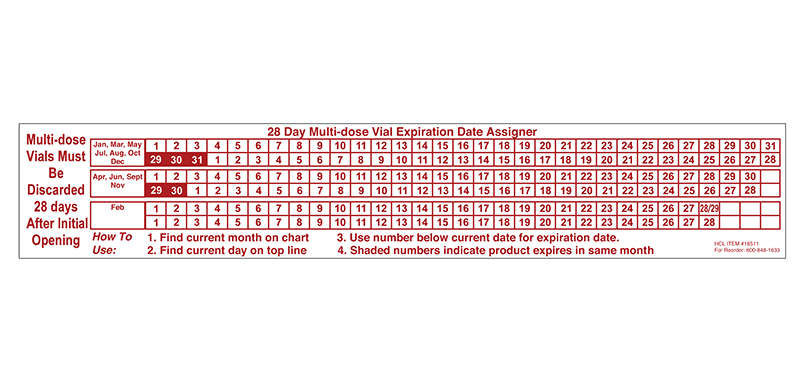 Item 18511 28 Day Multi Dose Vial Expiration Date Assigner Labels 