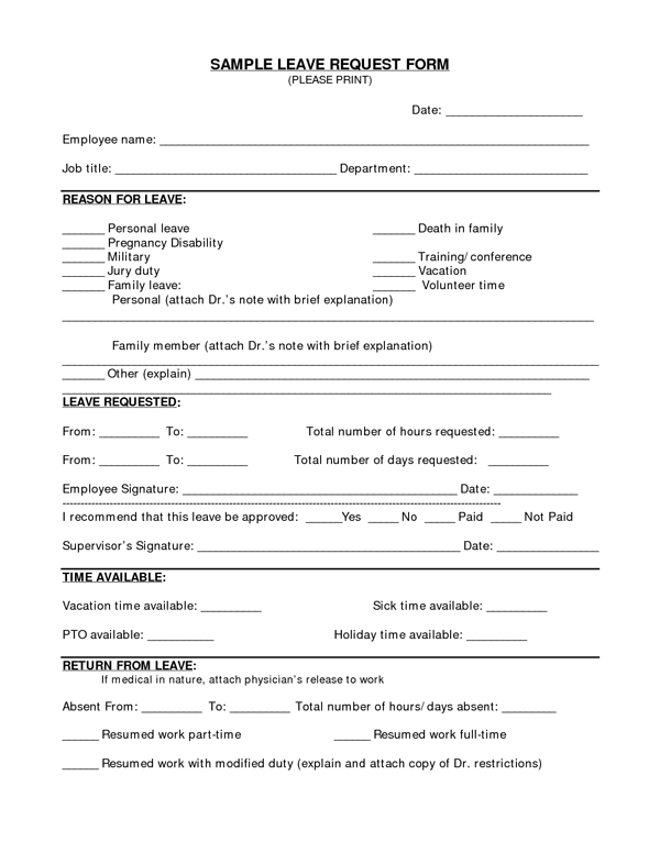 Employee Vacation Request Form