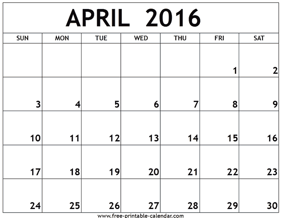 2016 Free Printable Calendars Com
