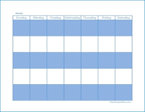 Free Blank Monthly Calendar