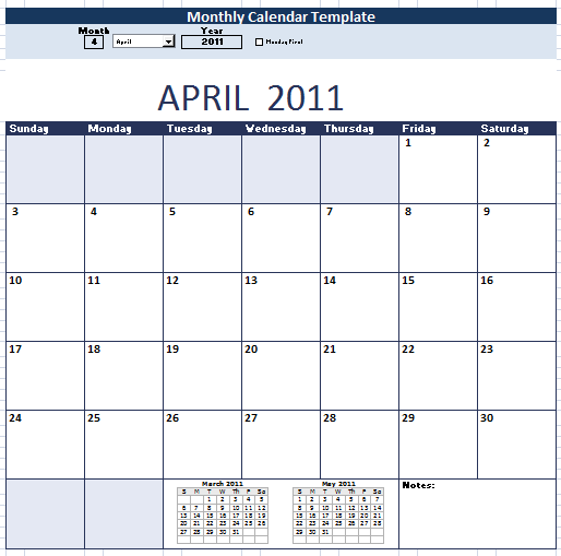 Monthly Schedule Calendar Template