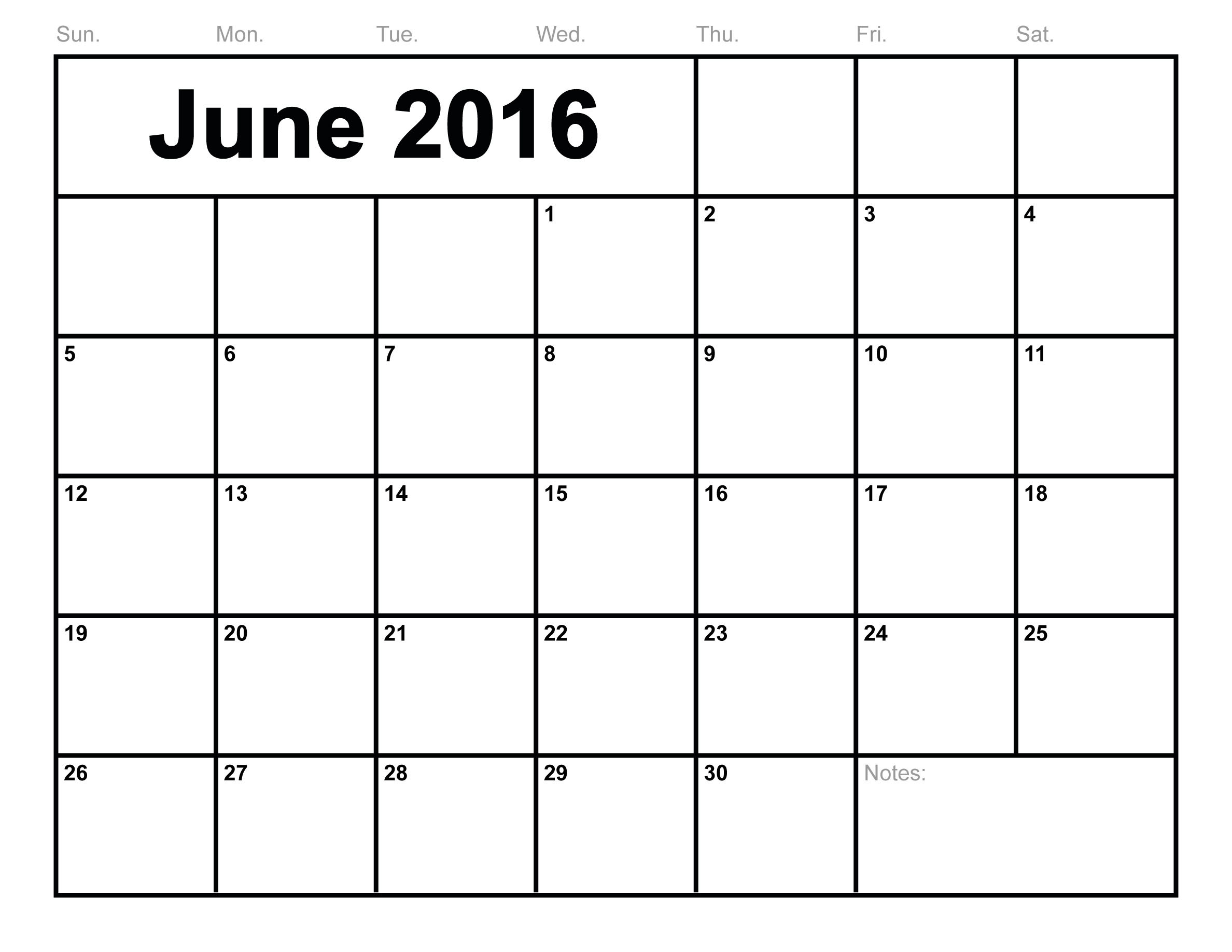April 2015 Calendar Printable June