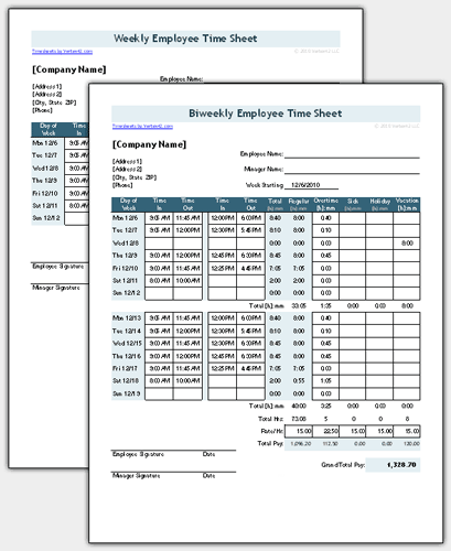 Free Excel Time Sheet Template