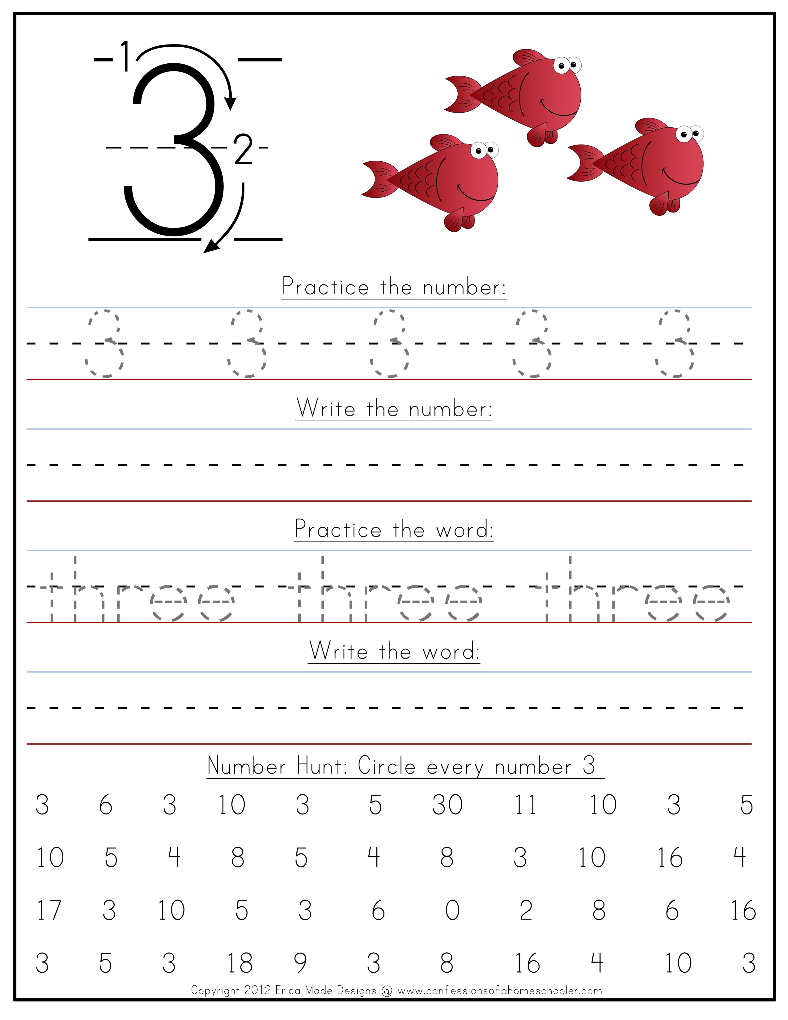 Printable Kindergarten Number Writing Worksheets