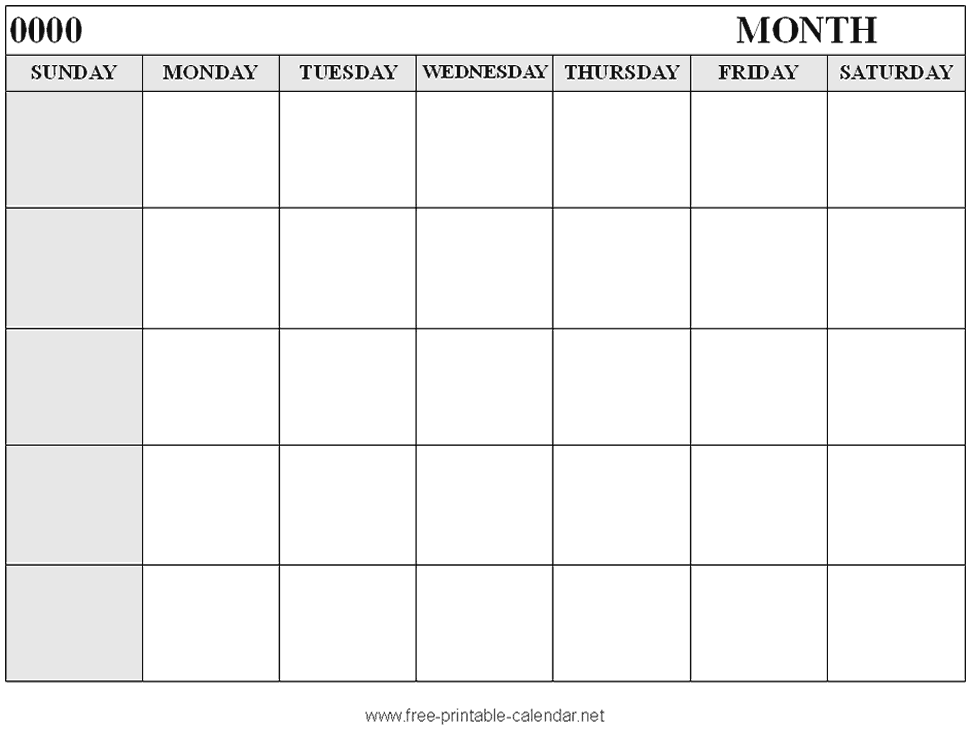 Blank Printable Calendars 2016