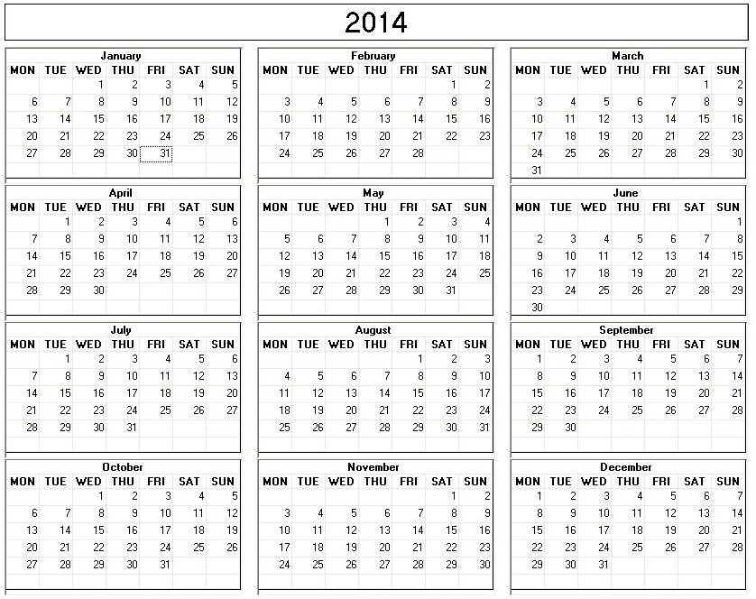 Julian Date Calendar 2014 Printable