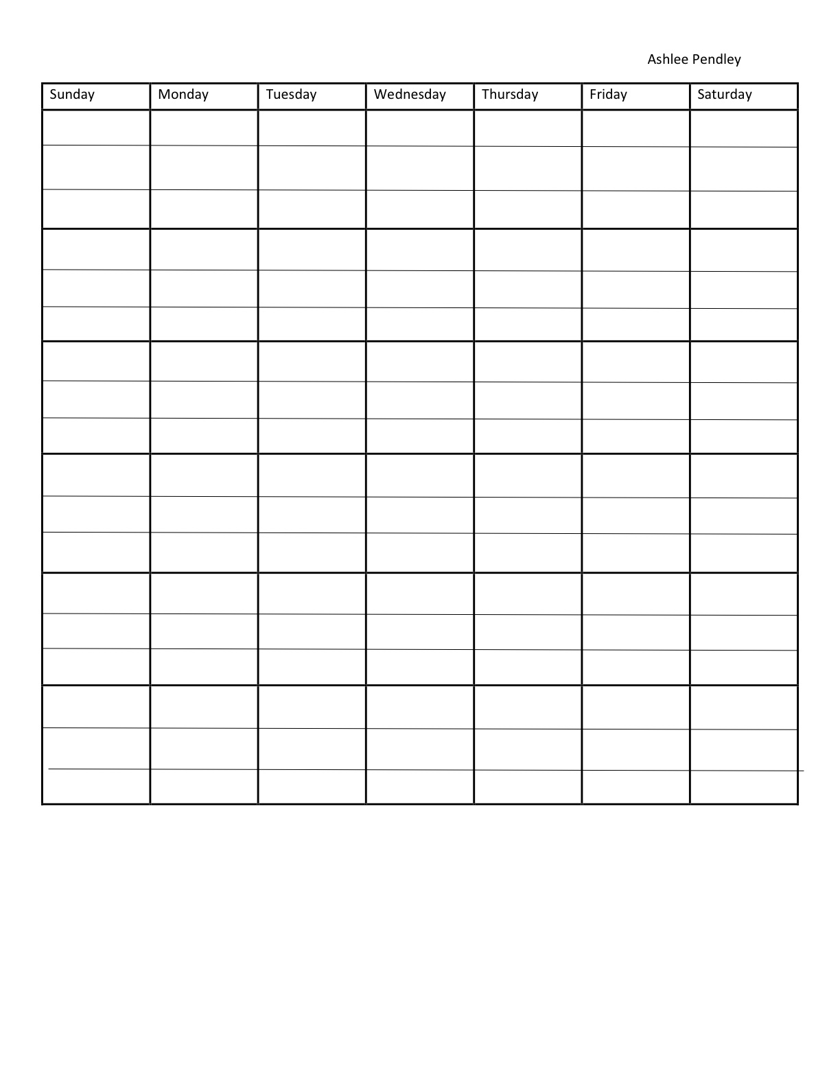 Blank Seven Day Calendar | Calendar Template 2022