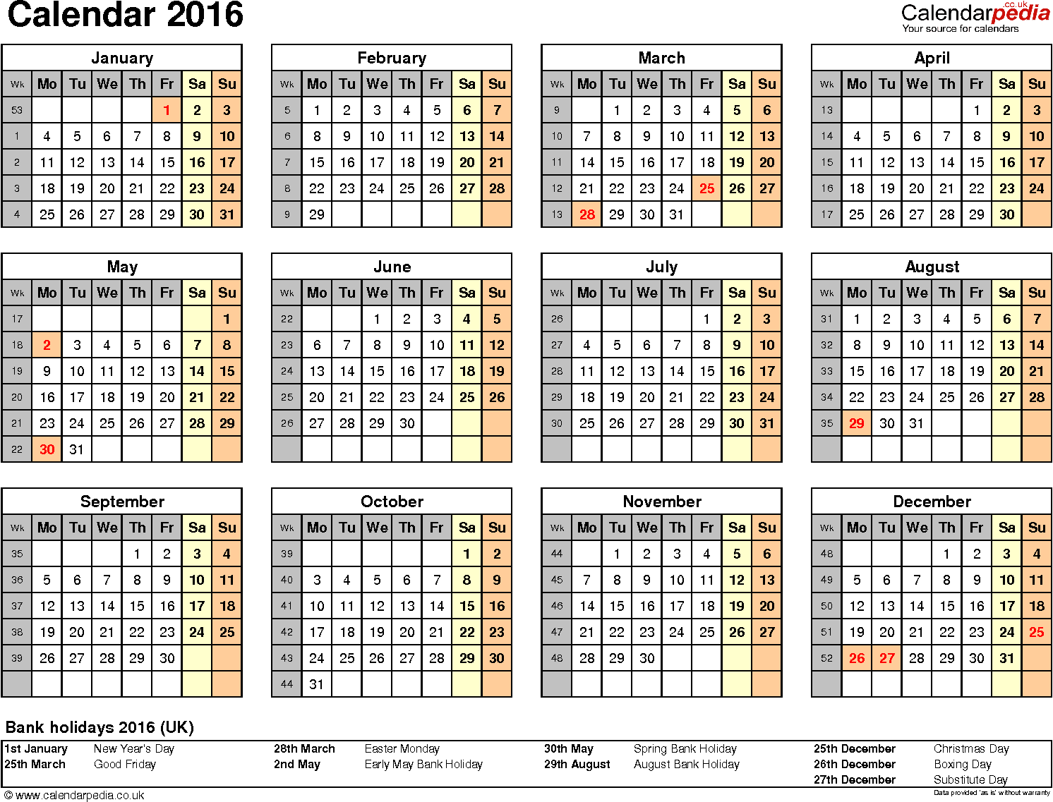 2016 Printable Calendar Templates Microsoft Word