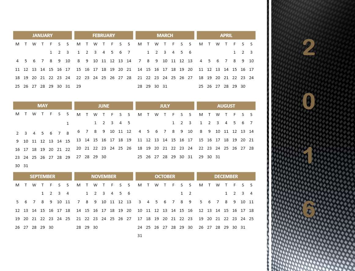 2016 Calendar Template PowerPoint