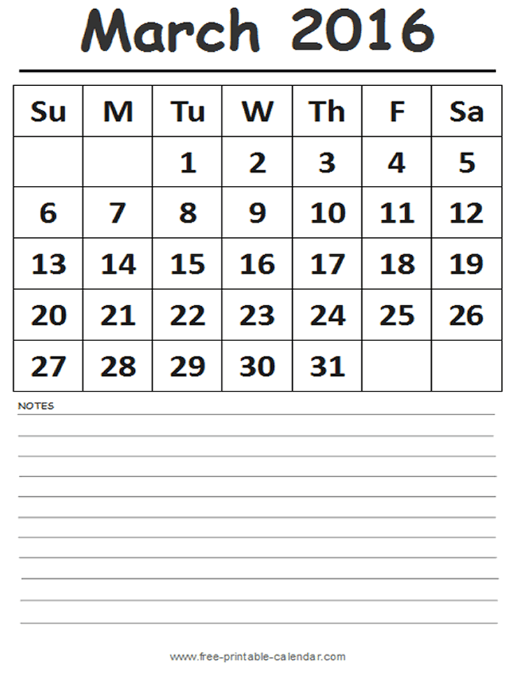 March 2015 Calendar Printable