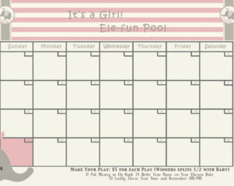 8 Best Images of Baby Pool Calendar Printable Baby Pool Template 