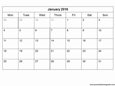 Free Monthly Calendar Template for Excel