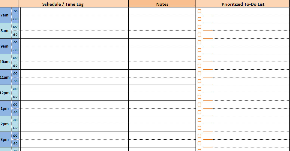 Image result for weekly planner with time slots template