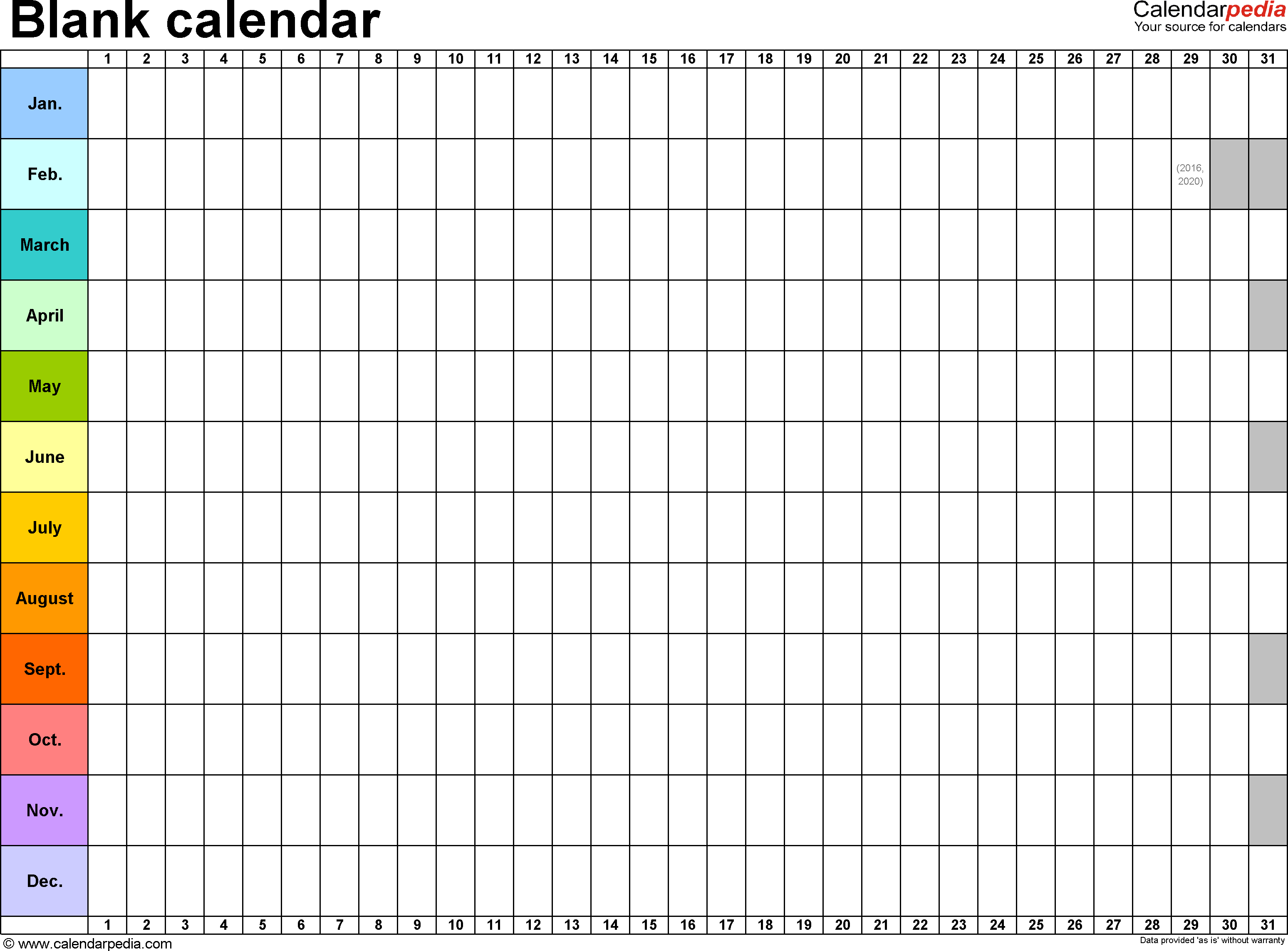 Blank calendar 9 free printable Microsoft Word templates