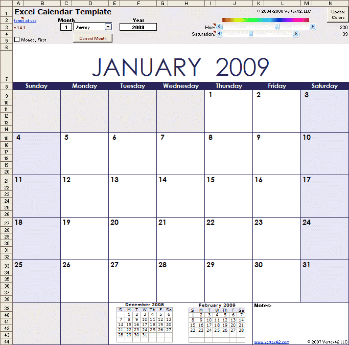 Excel Calendar Template for 2016 and Beyond