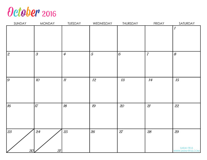 Custom Editable Free Printable 2016 Calendars Sarah Titus